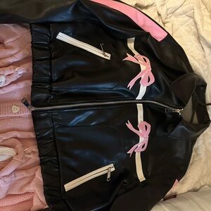 Black and Pink Bow Accent Jacket